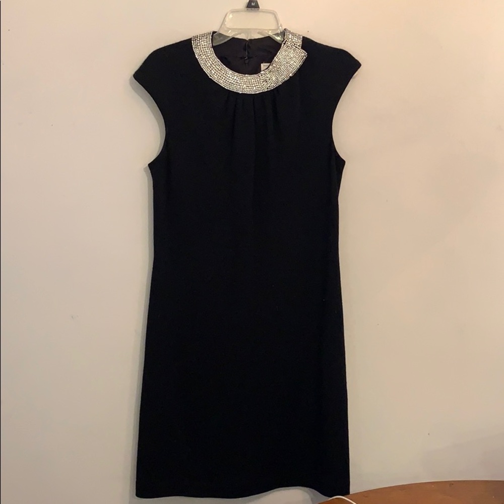 Milly Black Wool rhinestone collar dress